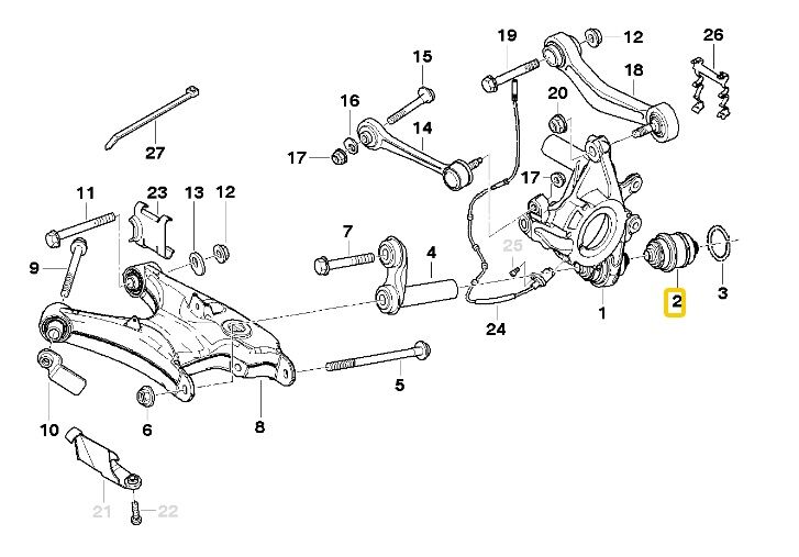 BMW E38 E39 E60 E63 E65 VE E53 AYD ARKA OYNAK BURÇ 33326767748