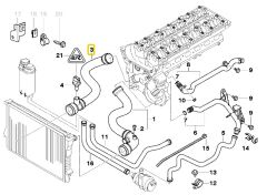 BMW E38 VE E39 M52 VE M54 MOTOR RADYATÖR ALT HORTUM 11531705224