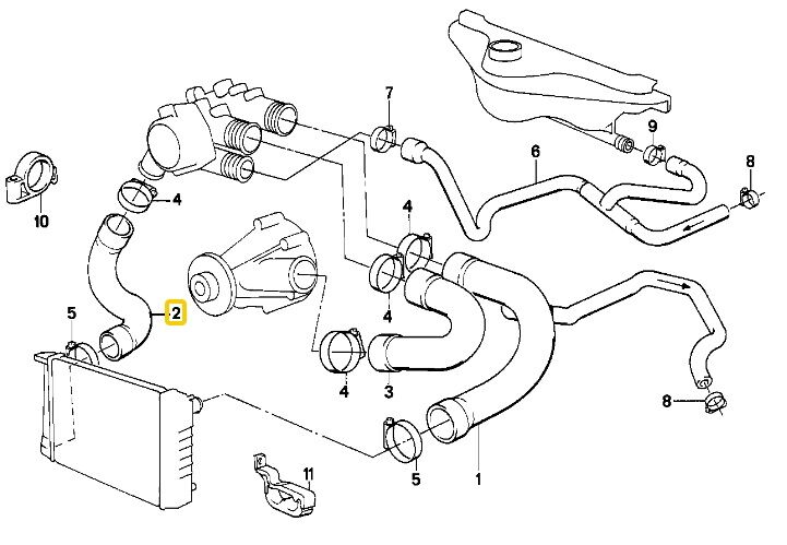 BMW E24 E32 E34 M30 MOTOR MEYLE RADYATÖR ALT HORTUM 11531713221